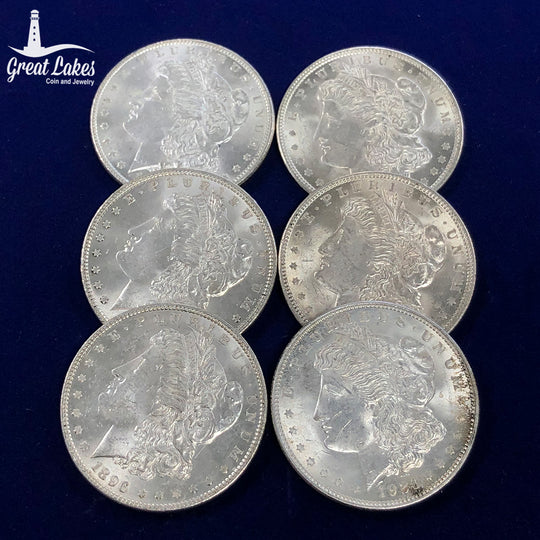 Lot of 6 Morgan Silver Dollars (BU)