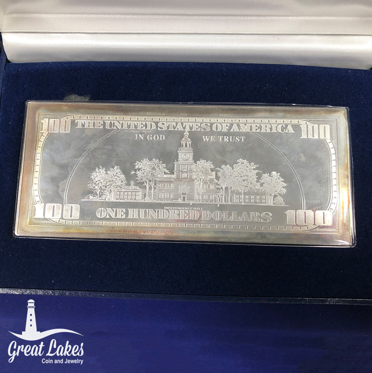 2000 $100 Franklin Bill 4 oz Silver Bar (with Box)