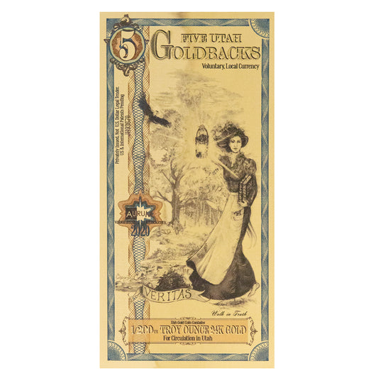 5 Utah Goldback Gold Note