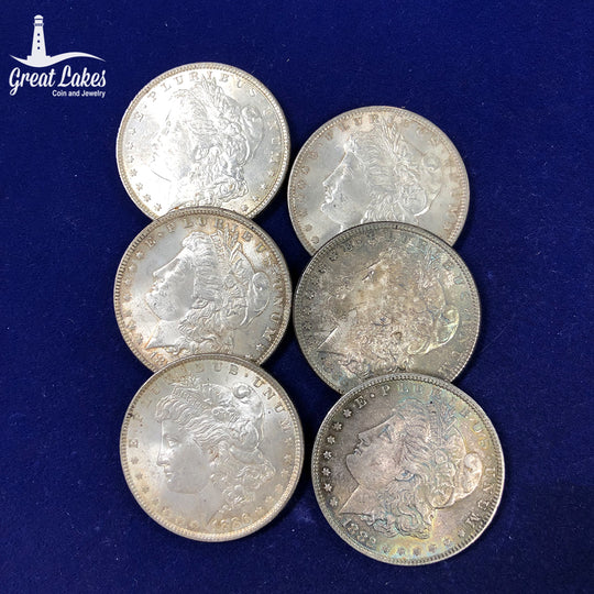 Lot of 6 Pre 21 Morgan Silver Dollars (BU)