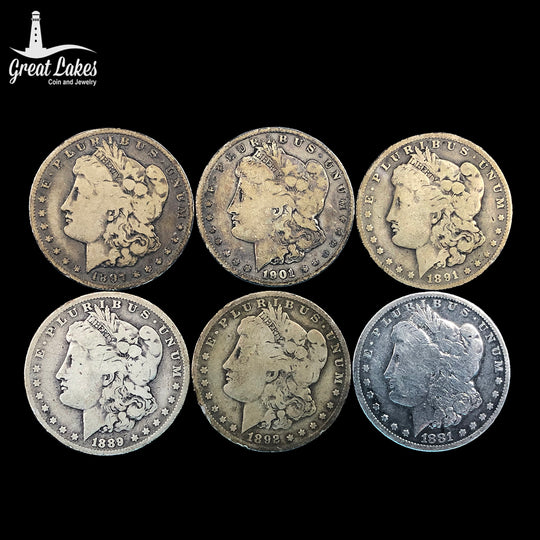 Lot of 6 Pre 21 Morgan Silver Dollars