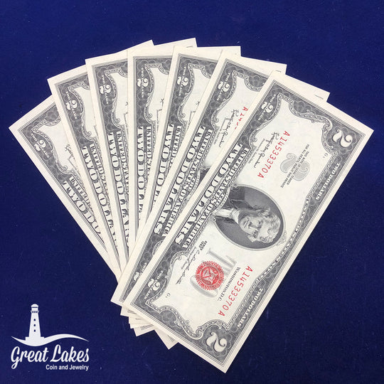 Lot of 7 Conservative 1963 $2 Legal Tender (CU)