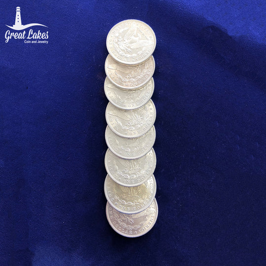 Lot of 8 AU / BU 1896 Morgan Silver Dollars