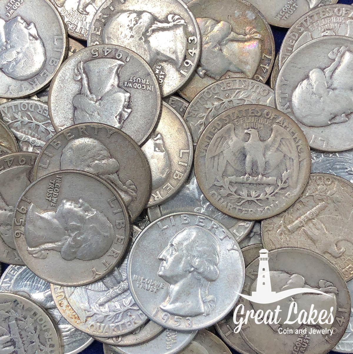90% Silver Washington Quarters ($10 FV)