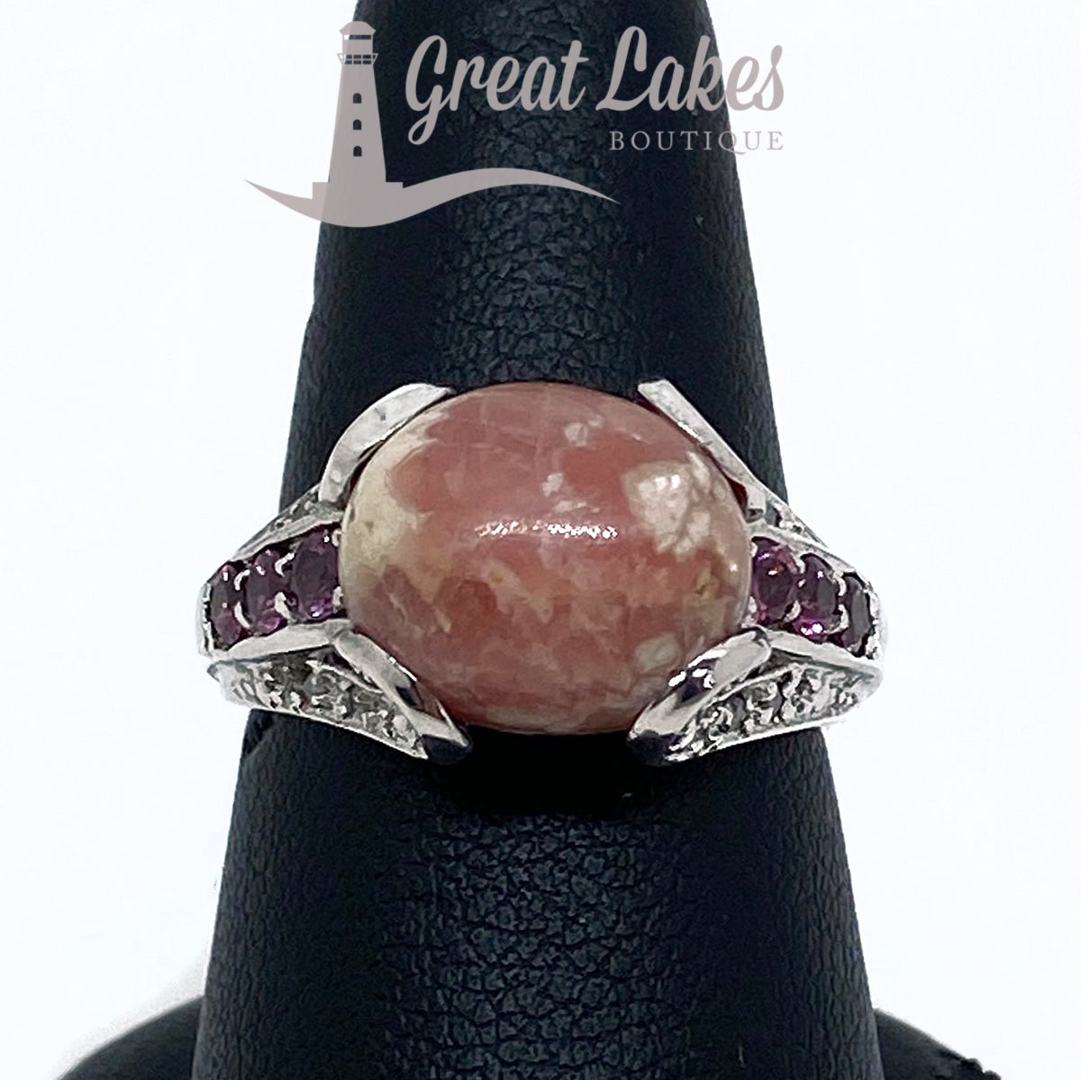 Great Lakes Boutique Silver &amp; Pink Agate Ring