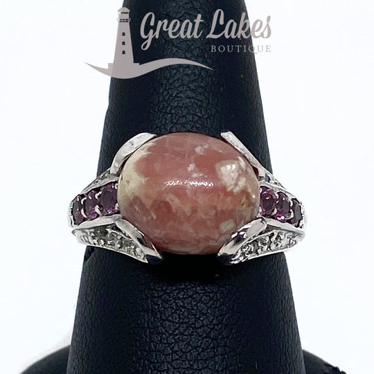 Silver & Pink Agate Ring