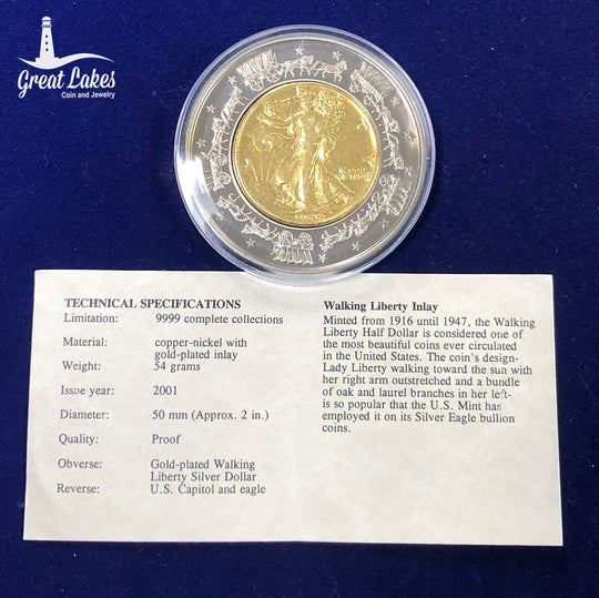 American Currencies Walking Liberty Half Dollar Inlay