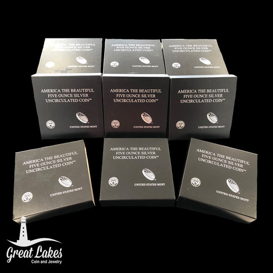 America the Beautiful 5 oz Silver (With Boxes & CoAs)