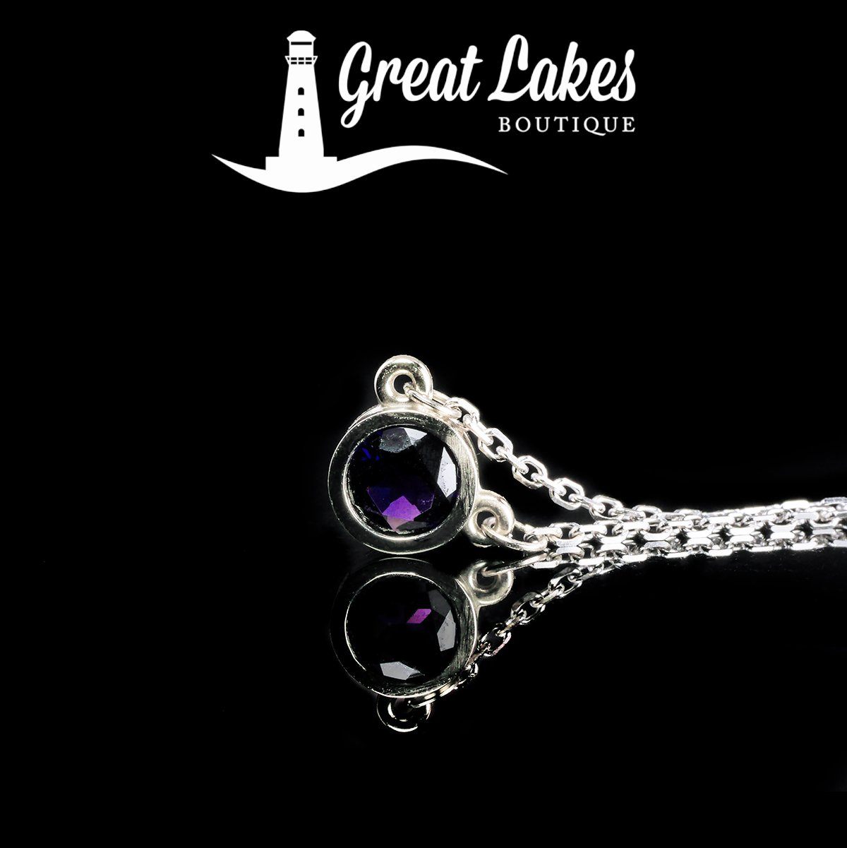 Great Lakes Boutique White Gold &amp; Amethyst Necklace