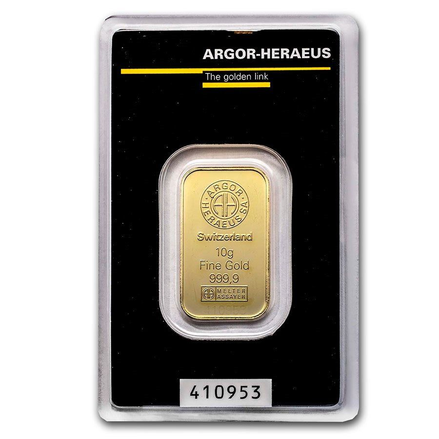 Argor Heraeus 10 g Gold Bar (In Assay)