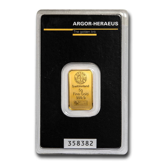 Argor Heraeus 5 g Gold Bar (In Assay)