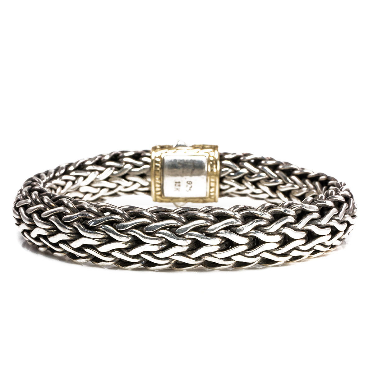 Great Lakes Boutique John Hardy Classic Silver Woven Bracelet with Gold Clasp