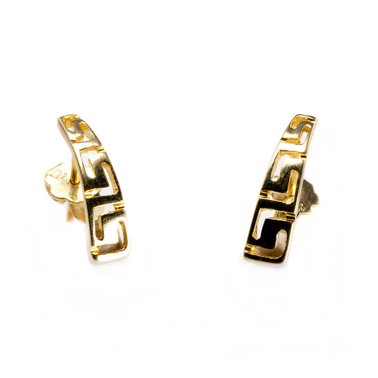 14 k Yellow Gold Greek Key Earrings