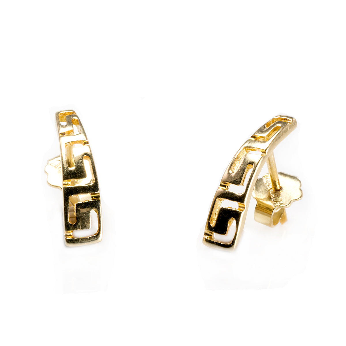 14 k Yellow Gold Greek Key Earrings