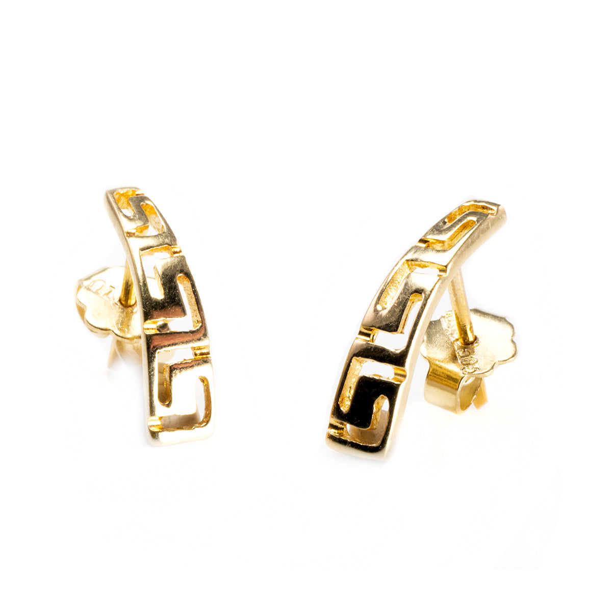 14 k Yellow Gold Greek Key Earrings