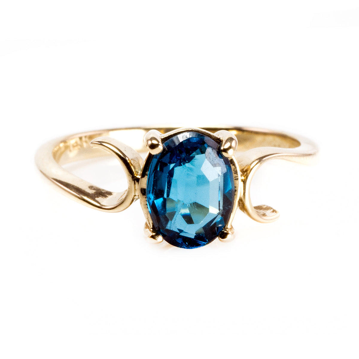 14 k Yellow Gold &amp; Blue Topaz Ring