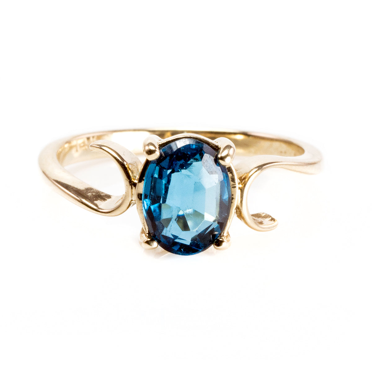 14 k Yellow Gold &amp; Blue Topaz Ring