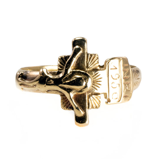 14 k Yellow Gold Crucifix Ring