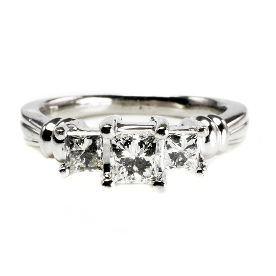 Platinum Past Present Future Diamond Ring