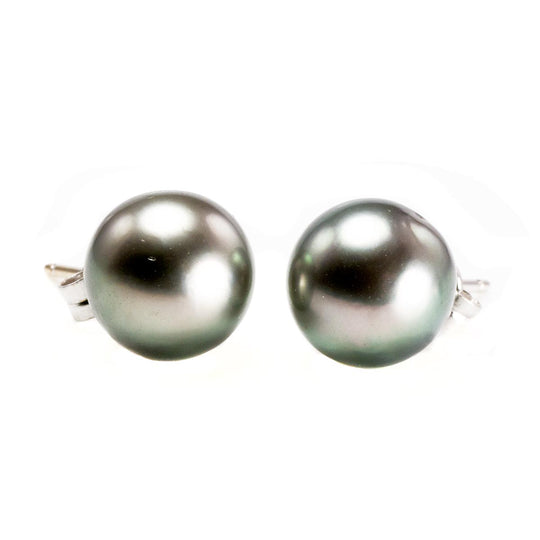 18 k White Gold & Tahitian Pearl Earrings