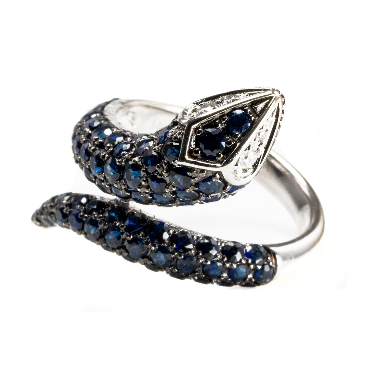 Effy 14 k White Gold &amp; Sapphire Serpent Ring