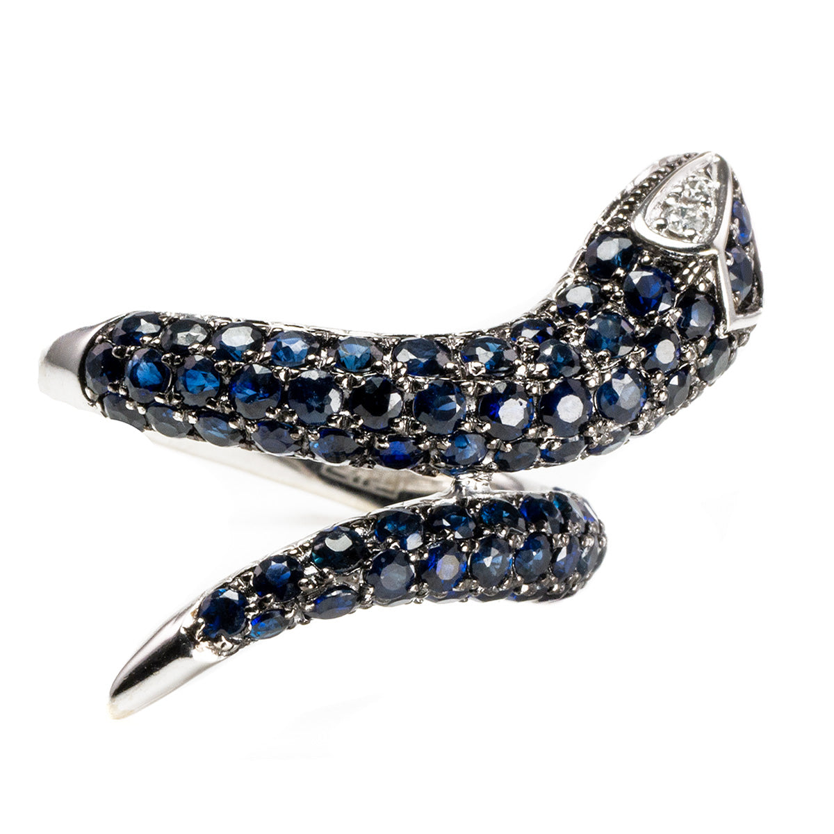 Effy 14 k White Gold &amp; Sapphire Serpent Ring