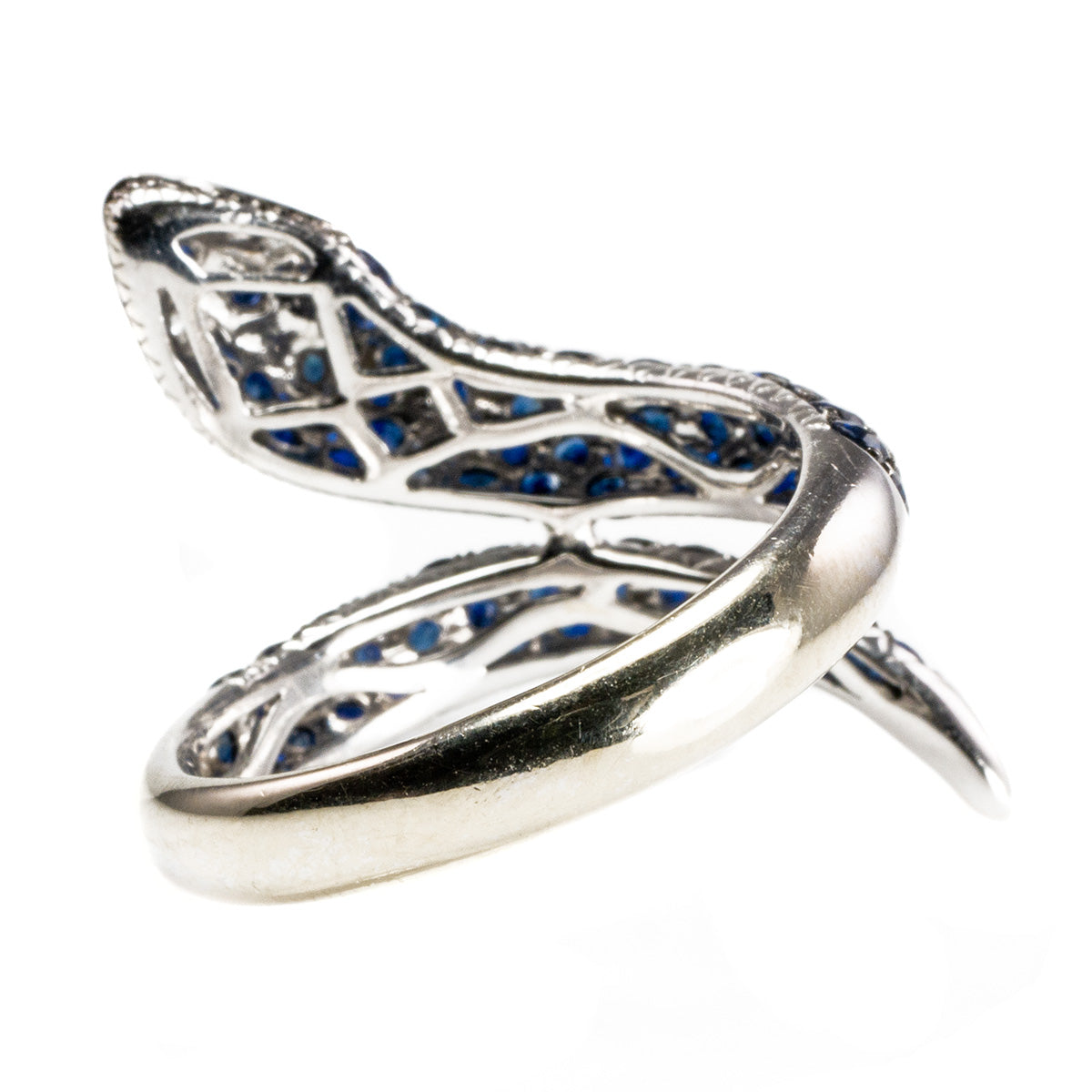 Effy 14 k White Gold &amp; Sapphire Serpent Ring