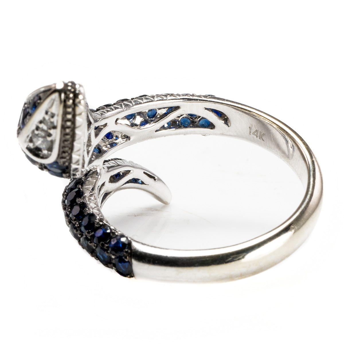 Effy 14 k White Gold &amp; Sapphire Serpent Ring