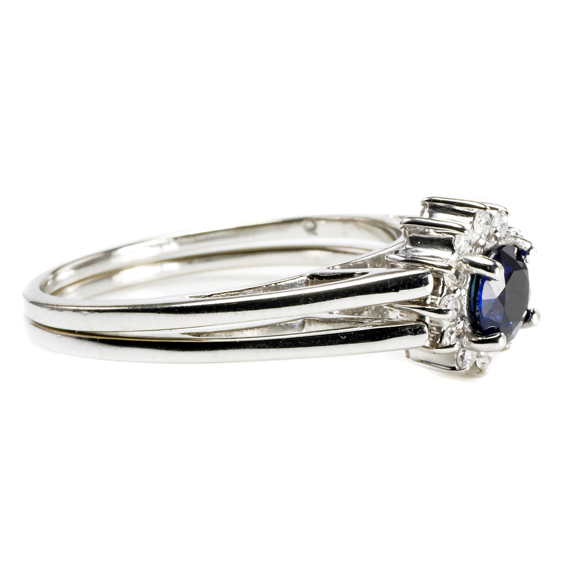 14 k White Gold Diamond &amp; Sapphire Ring