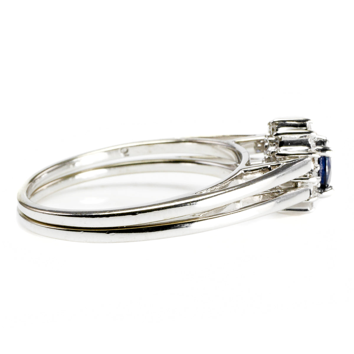 14 k White Gold Diamond &amp; Sapphire Ring