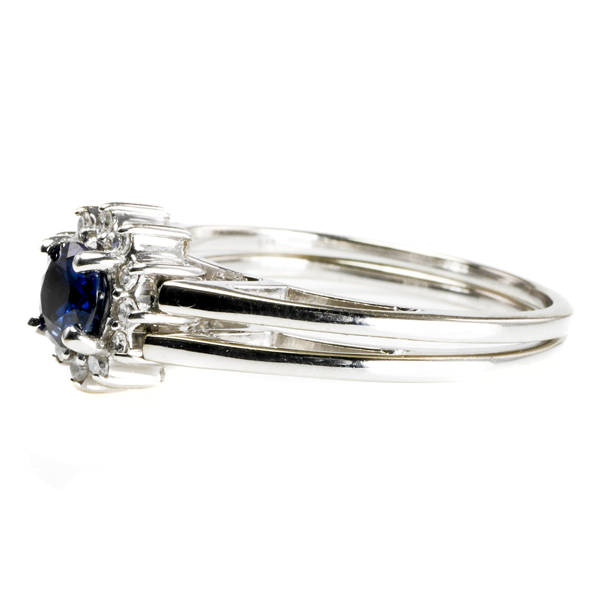 14 k White Gold Diamond &amp; Sapphire Ring