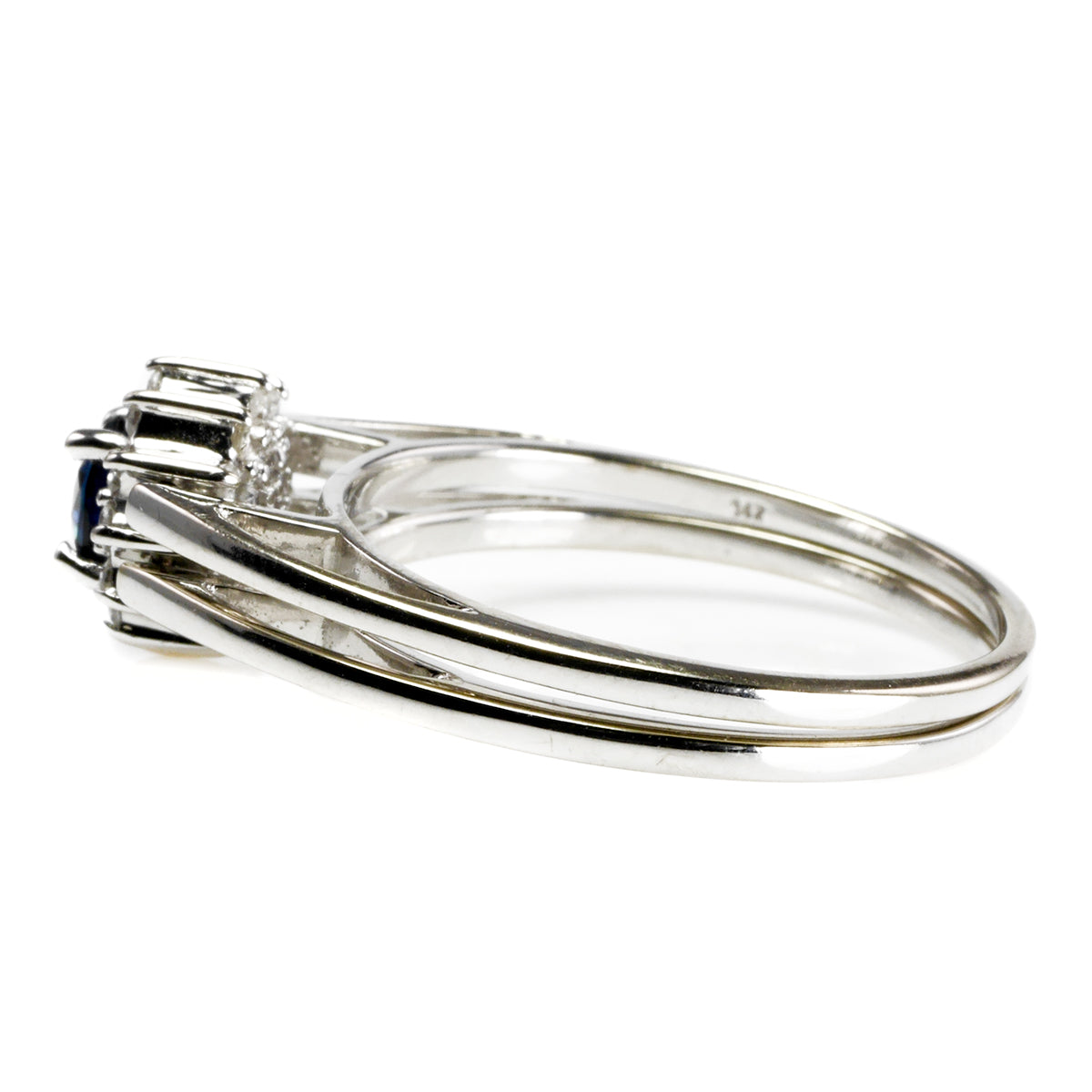 14 k White Gold Diamond &amp; Sapphire Ring
