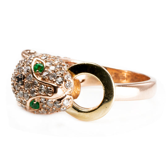 Effy 14 k Rose Gold & Diamond Panther Ring