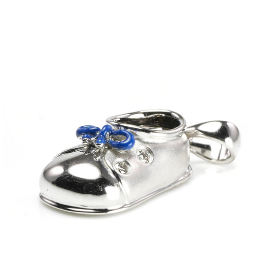 14 k White Gold and Diamond Baby Shoe Pendant