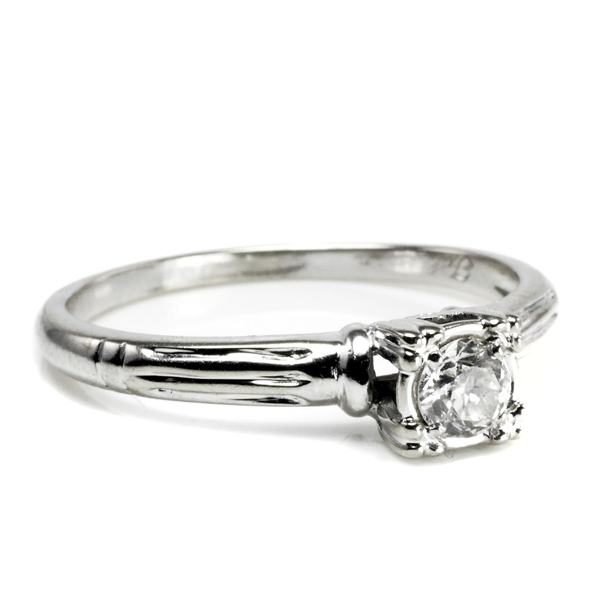 14 k White Gold Diamond Solitaire Ring