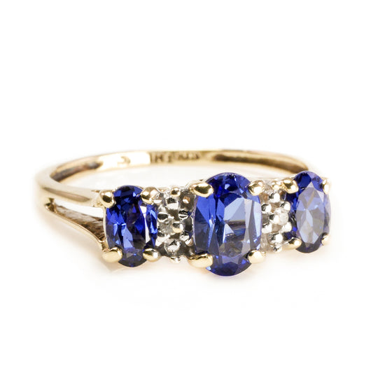 10 k Yellow Gold Sapphire and Diamond Ring