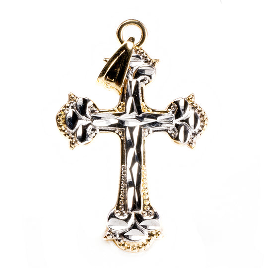 10 k Two Tone Cross Pendant