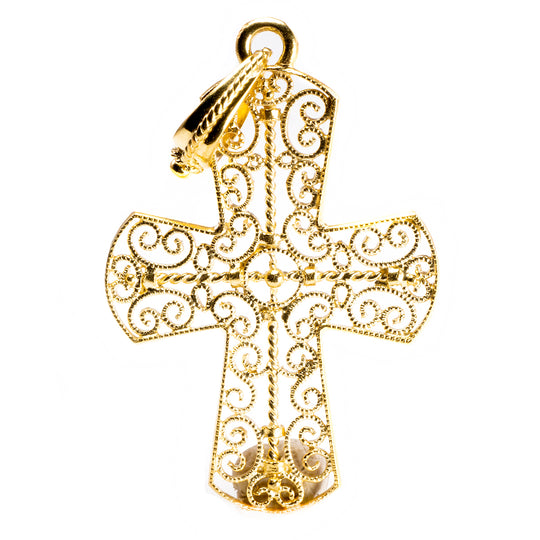 18 k Filigree Cross Pendant