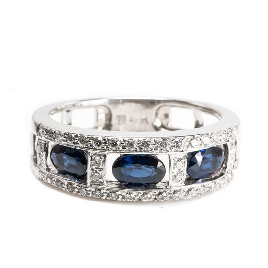 14 k White Gold Sapphire and Diamond Ring