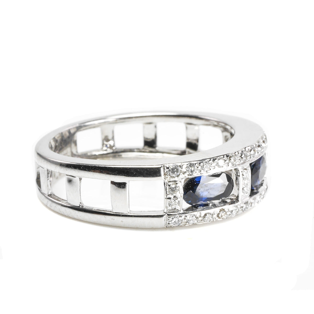 14 k White Gold Sapphire and Diamond Ring