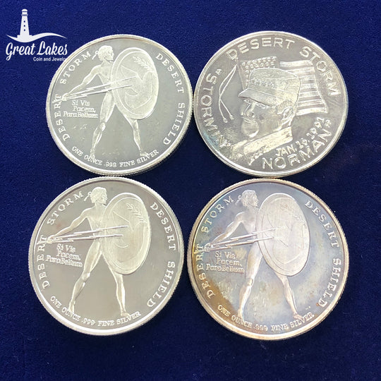 Lot of 4 Desert Storm 1 oz Silver Rounds