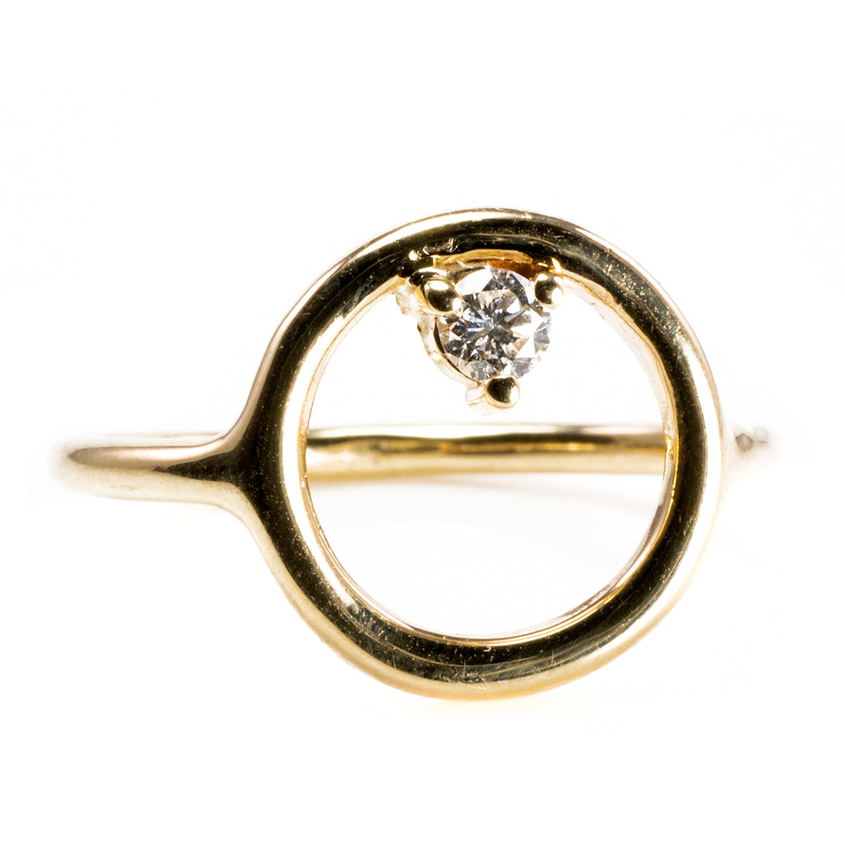 14 k Gold Open Circle Diamond Ring