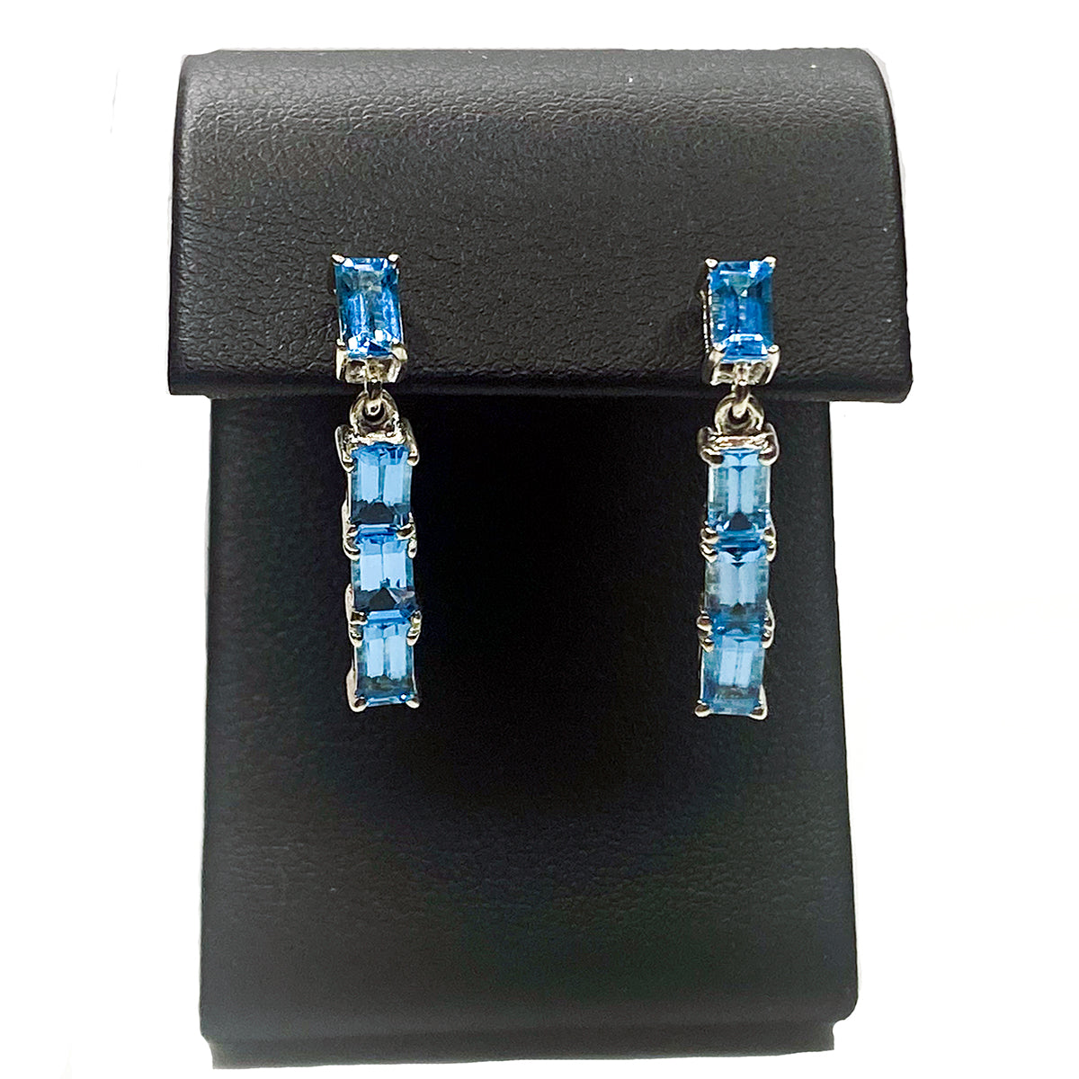 Silver and Blue Cubic Zirconia Dangle Earrings