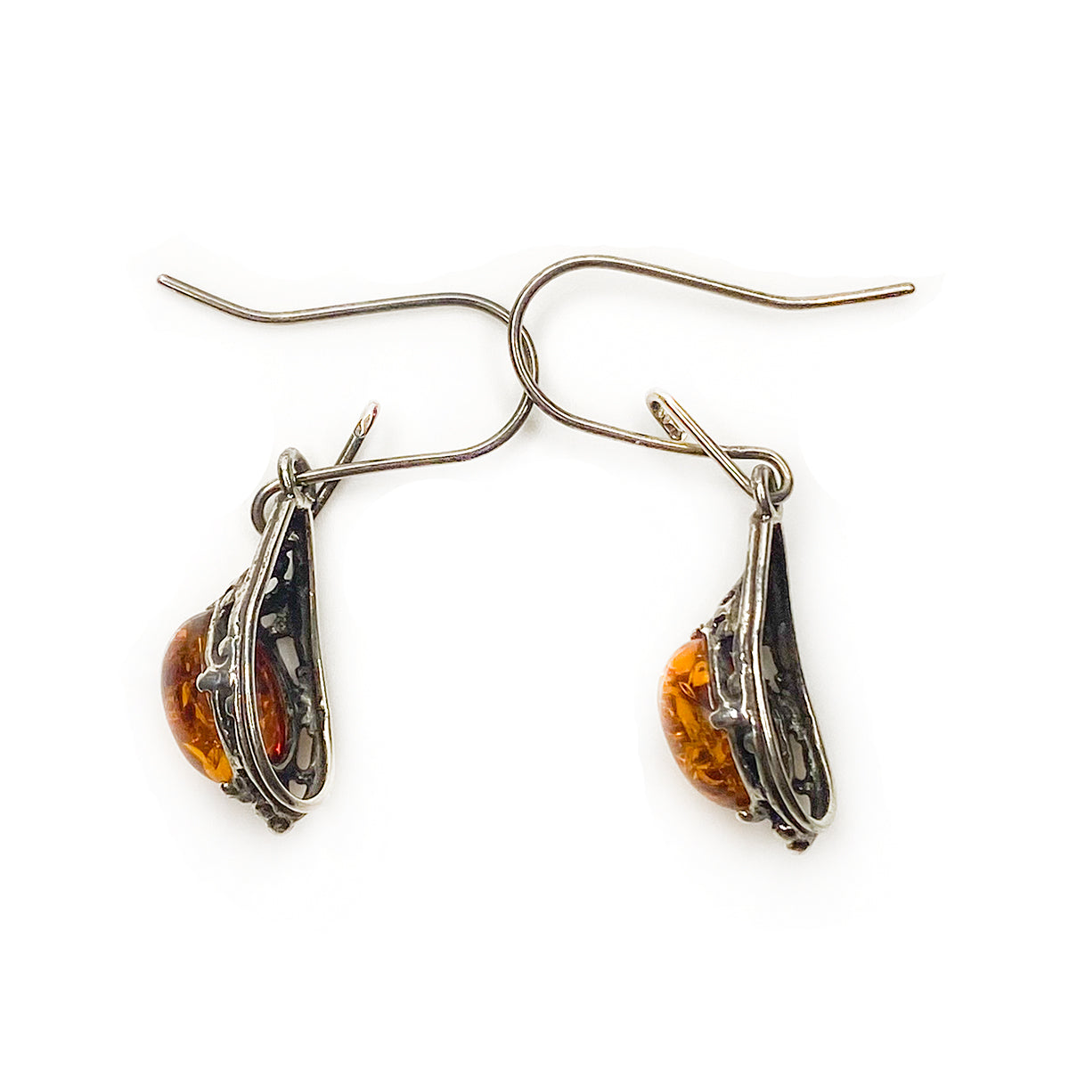 Silver &amp; Amber Dangle Earrings