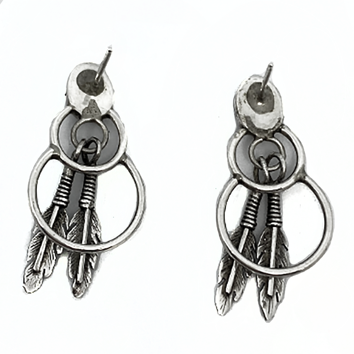 Native American Silver &amp; Malachite Earrings