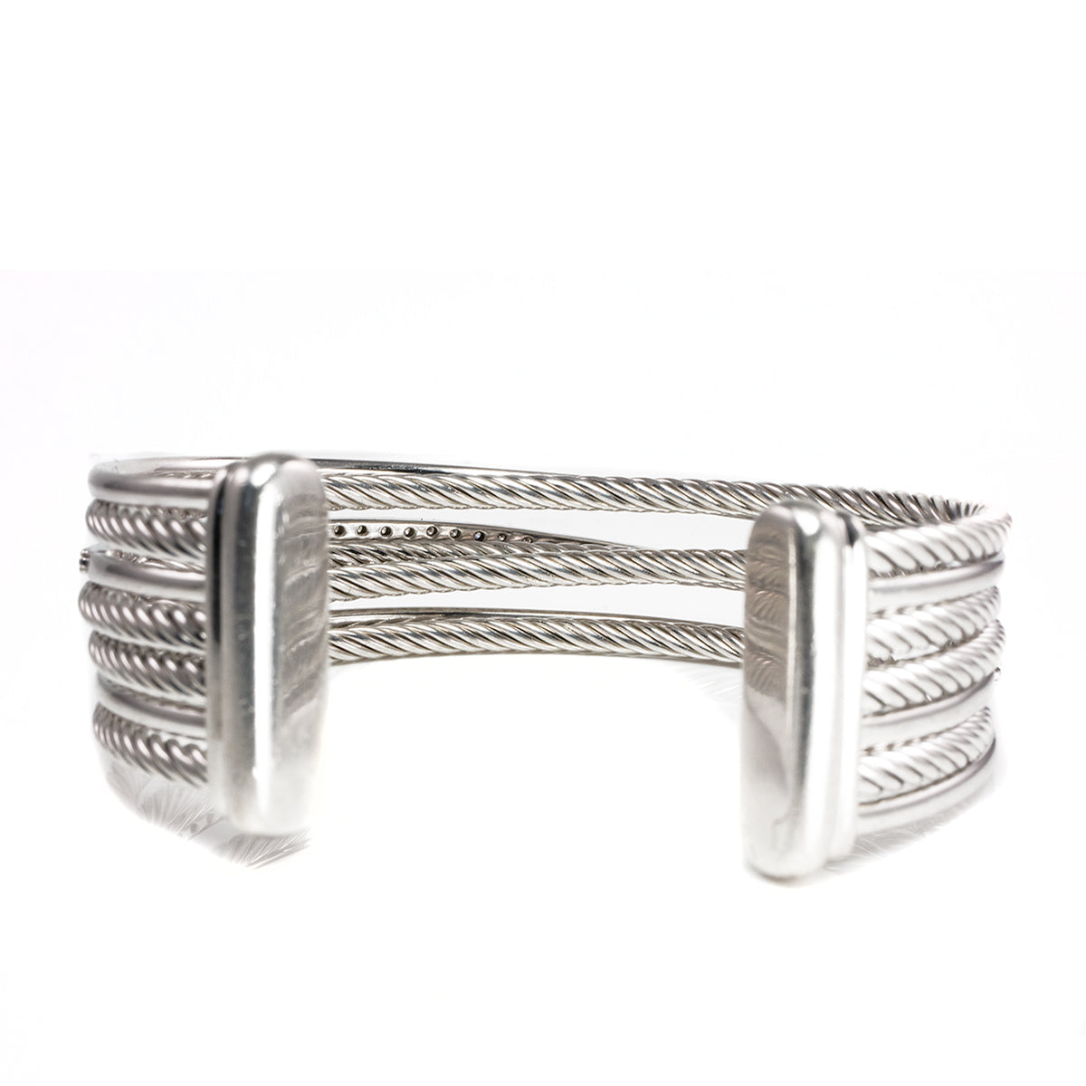 Great Lakes Boutique David Yurman Crossover Four Row Cuff Bracelet with Diamonds