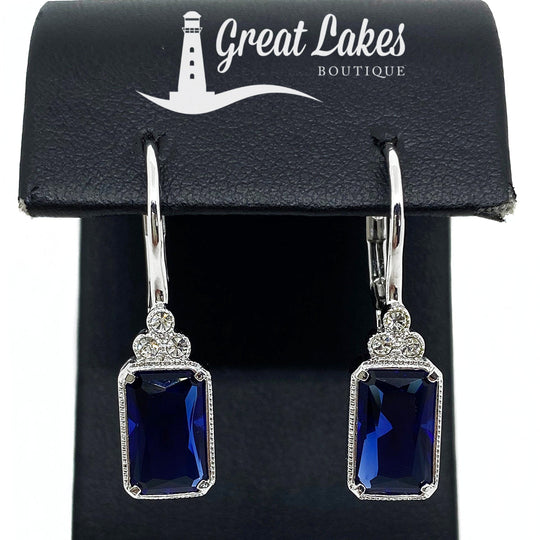Silver & Blue Cubic Zirconia Earrings