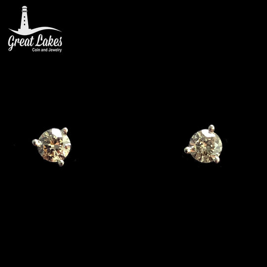 White Gold Champagne Diamond Studs