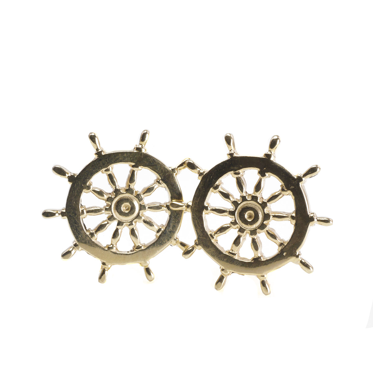 14 k Yellow Gold Ship Wheel Earrings