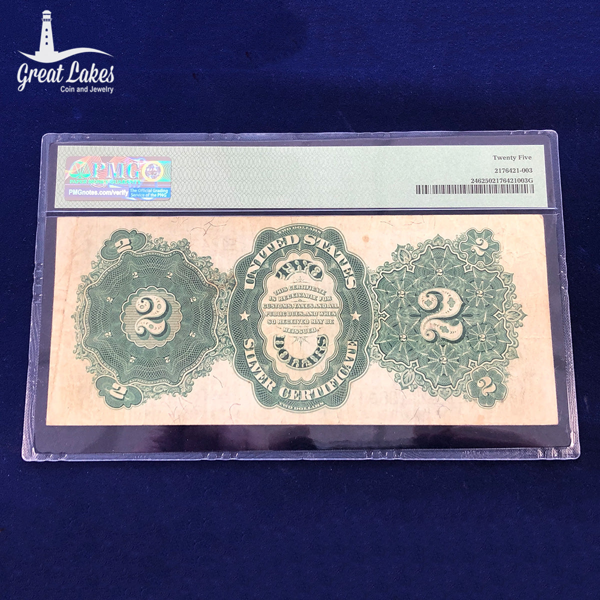 Fr. 246 1891 $2 Silver Certificate “Windom” PMG 25